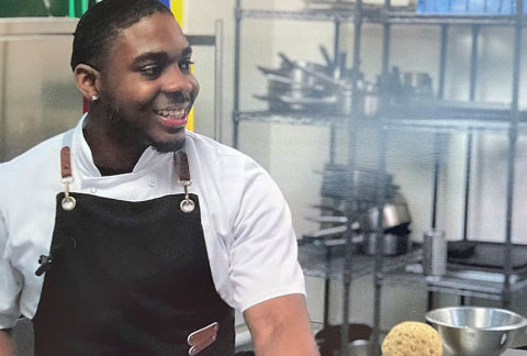 Kitchen staff smiling