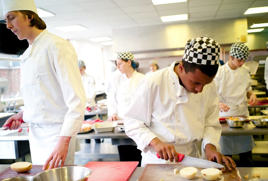 A team of chefs cooking