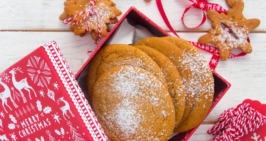 Festive box full of gingerbread biscuits